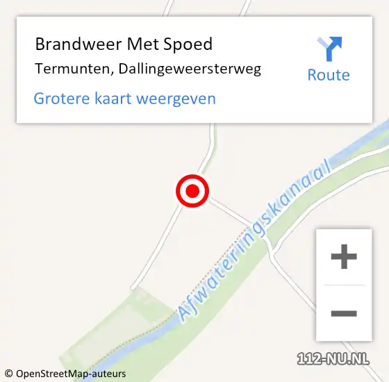 Locatie op kaart van de 112 melding: Brandweer Met Spoed Naar Termunten, Dallingeweersterweg op 18 augustus 2014 15:33