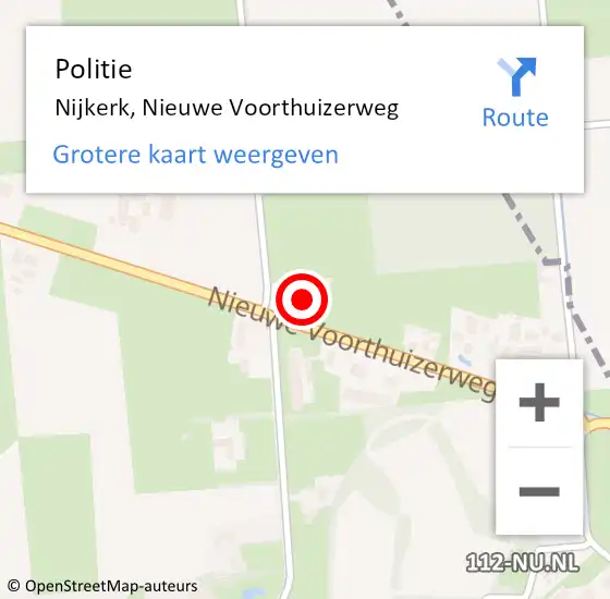 Locatie op kaart van de 112 melding: Politie Nijkerk, Nieuwe Voorthuizerweg op 11 maart 2023 20:35