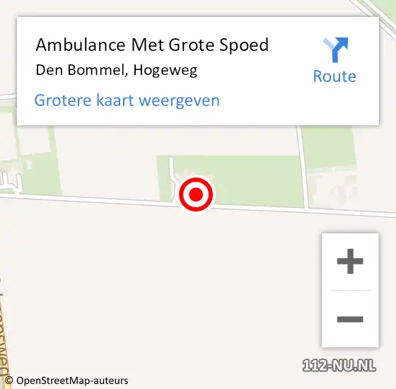 Locatie op kaart van de 112 melding: Ambulance Met Grote Spoed Naar Den Bommel, Hogeweg op 11 maart 2023 20:52