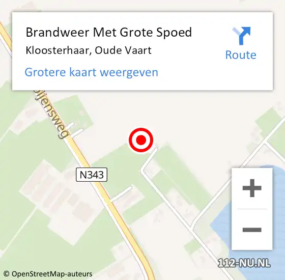 Locatie op kaart van de 112 melding: Brandweer Met Grote Spoed Naar Kloosterhaar, Oude Vaart op 11 maart 2023 21:05