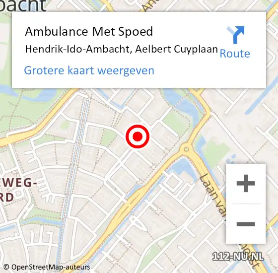 Locatie op kaart van de 112 melding: Ambulance Met Spoed Naar Hendrik-Ido-Ambacht, Aelbert Cuyplaan op 11 maart 2023 21:12