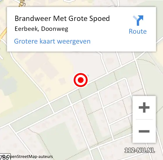 Locatie op kaart van de 112 melding: Brandweer Met Grote Spoed Naar Eerbeek, Doonweg op 11 maart 2023 21:30