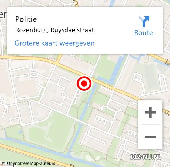 Locatie op kaart van de 112 melding: Politie Rozenburg, Ruysdaelstraat op 11 maart 2023 21:47