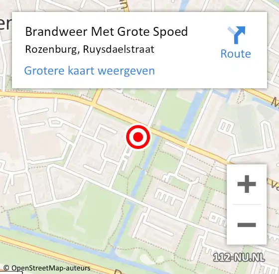 Locatie op kaart van de 112 melding: Brandweer Met Grote Spoed Naar Rozenburg, Ruysdaelstraat op 11 maart 2023 21:47