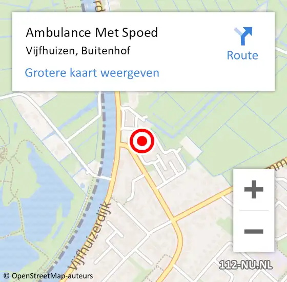 Locatie op kaart van de 112 melding: Ambulance Met Spoed Naar Vijfhuizen, Buitenhof op 11 maart 2023 21:49