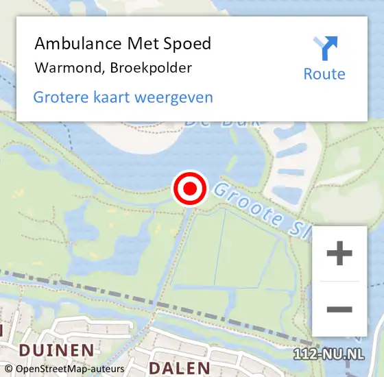 Locatie op kaart van de 112 melding: Ambulance Met Spoed Naar Warmond, Broekpolder op 11 maart 2023 21:58