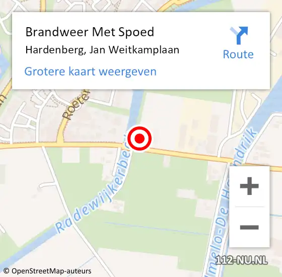 Locatie op kaart van de 112 melding: Brandweer Met Spoed Naar Hardenberg, Jan Weitkamplaan op 11 maart 2023 22:04