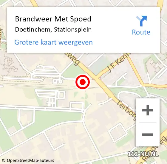 Locatie op kaart van de 112 melding: Brandweer Met Spoed Naar Doetinchem, Stationsplein op 11 maart 2023 22:52