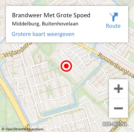 Locatie op kaart van de 112 melding: Brandweer Met Grote Spoed Naar Middelburg, Buitenhovelaan op 11 maart 2023 22:53