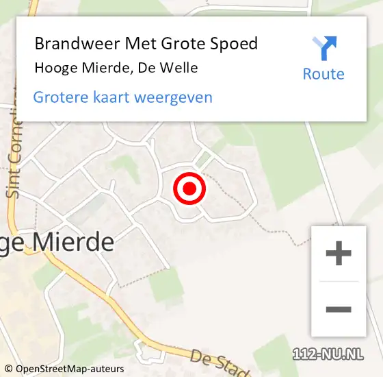 Locatie op kaart van de 112 melding: Brandweer Met Grote Spoed Naar Hooge Mierde, De Welle op 11 maart 2023 23:25