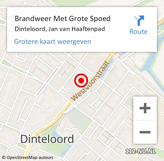 Locatie op kaart van de 112 melding: Brandweer Met Grote Spoed Naar Dinteloord, Jan van Haaftenpad op 12 maart 2023 00:45