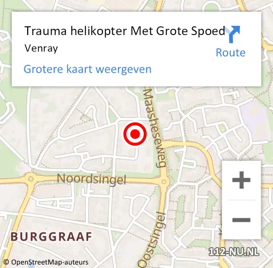 Locatie op kaart van de 112 melding: Trauma helikopter Met Grote Spoed Naar Venray op 12 maart 2023 01:02