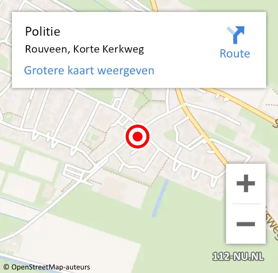 Locatie op kaart van de 112 melding: Politie Rouveen, Korte Kerkweg op 12 maart 2023 01:43