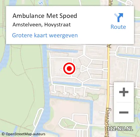 Locatie op kaart van de 112 melding: Ambulance Met Spoed Naar Amstelveen, Hovystraat op 12 maart 2023 01:47