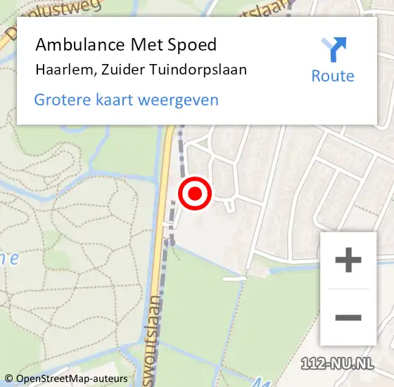 Locatie op kaart van de 112 melding: Ambulance Met Spoed Naar Haarlem, Zuider Tuindorpslaan op 12 maart 2023 02:26