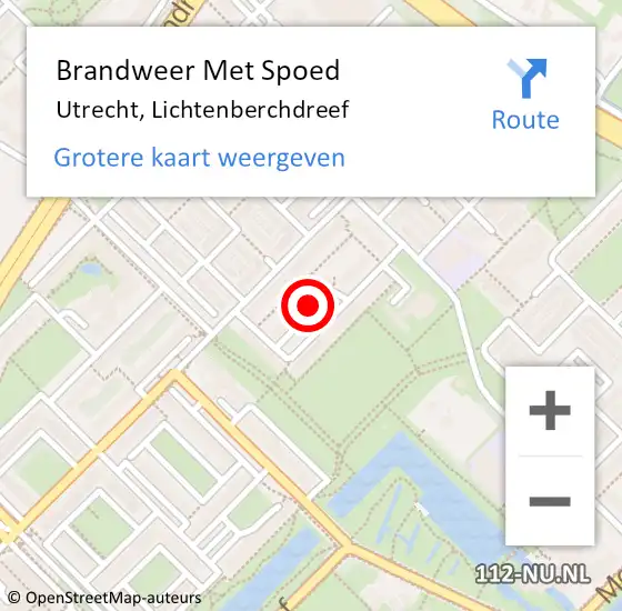 Locatie op kaart van de 112 melding: Brandweer Met Spoed Naar Utrecht, Lichtenberchdreef op 12 maart 2023 02:47