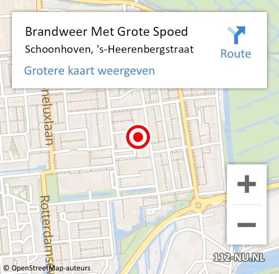 Locatie op kaart van de 112 melding: Brandweer Met Grote Spoed Naar Schoonhoven, 's-Heerenbergstraat op 12 maart 2023 03:05