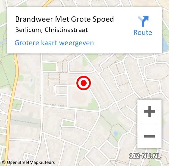 Locatie op kaart van de 112 melding: Brandweer Met Grote Spoed Naar Berlicum, Christinastraat op 12 maart 2023 03:06