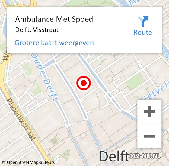 Locatie op kaart van de 112 melding: Ambulance Met Spoed Naar Delft, Visstraat op 12 maart 2023 03:26