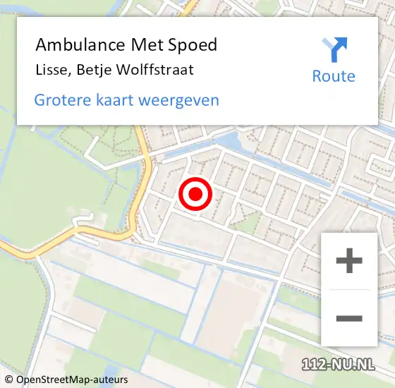 Locatie op kaart van de 112 melding: Ambulance Met Spoed Naar Lisse, Betje Wolffstraat op 12 maart 2023 03:49