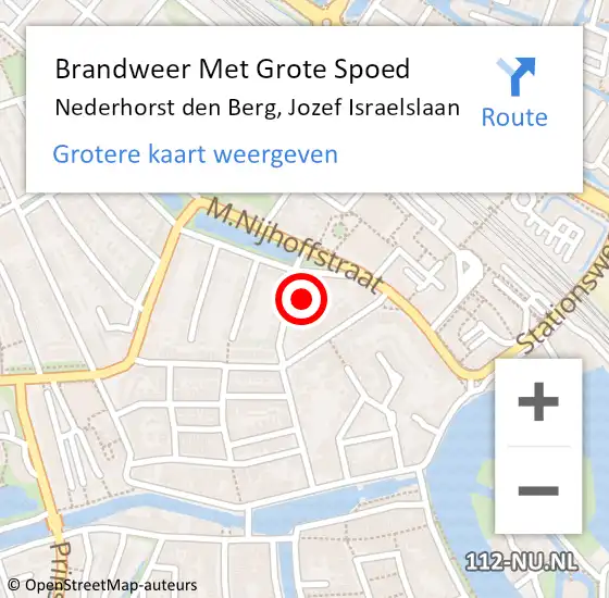 Locatie op kaart van de 112 melding: Brandweer Met Grote Spoed Naar Nederhorst den Berg, Jozef Israelslaan op 18 augustus 2014 16:34