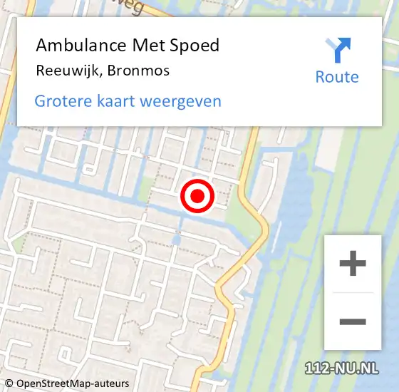 Locatie op kaart van de 112 melding: Ambulance Met Spoed Naar Reeuwijk, Bronmos op 12 maart 2023 04:42