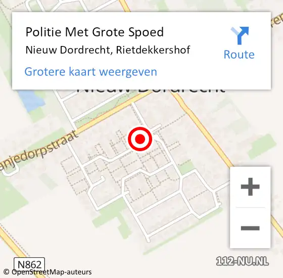 Locatie op kaart van de 112 melding: Politie Met Grote Spoed Naar Nieuw Dordrecht, Rietdekkershof op 12 maart 2023 04:56