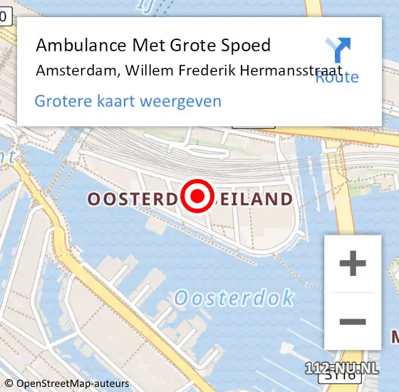 Locatie op kaart van de 112 melding: Ambulance Met Grote Spoed Naar Amsterdam, Willem Frederik Hermansstraat op 12 maart 2023 05:16