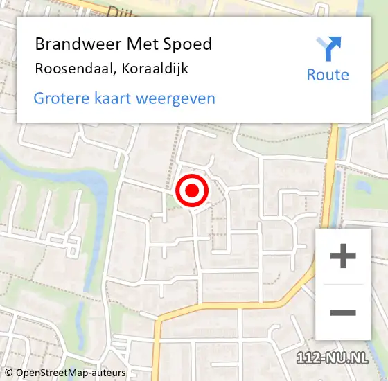 Locatie op kaart van de 112 melding: Brandweer Met Spoed Naar Roosendaal, Koraaldijk op 12 maart 2023 06:56