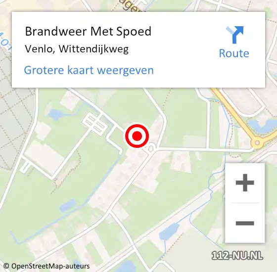 Locatie op kaart van de 112 melding: Brandweer Met Spoed Naar Venlo, Wittendijkweg op 12 maart 2023 07:09