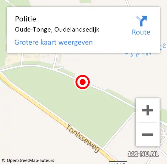 Locatie op kaart van de 112 melding: Politie Oude-Tonge, Oudelandsedijk op 12 maart 2023 07:27