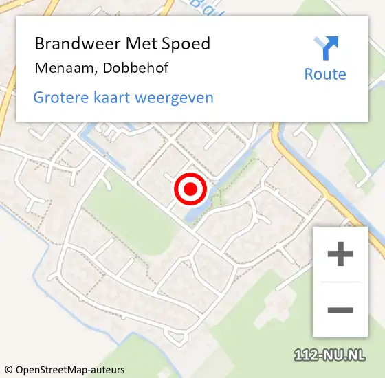 Locatie op kaart van de 112 melding: Brandweer Met Spoed Naar Menaam, Dobbehof op 12 maart 2023 07:29