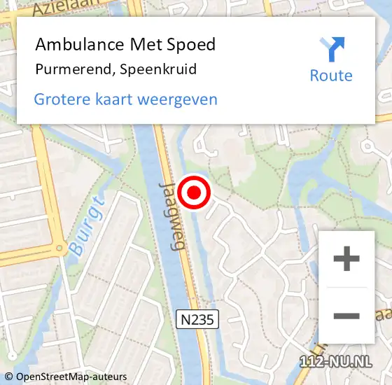 Locatie op kaart van de 112 melding: Ambulance Met Spoed Naar Purmerend, Speenkruid op 12 maart 2023 07:37