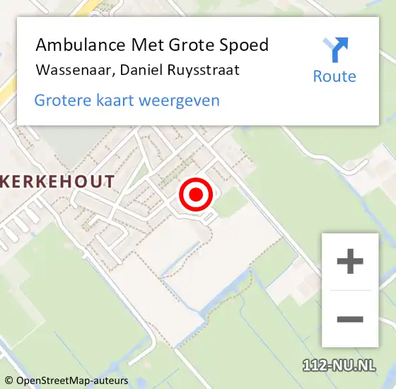 Locatie op kaart van de 112 melding: Ambulance Met Grote Spoed Naar Wassenaar, Daniel Ruysstraat op 12 maart 2023 07:46