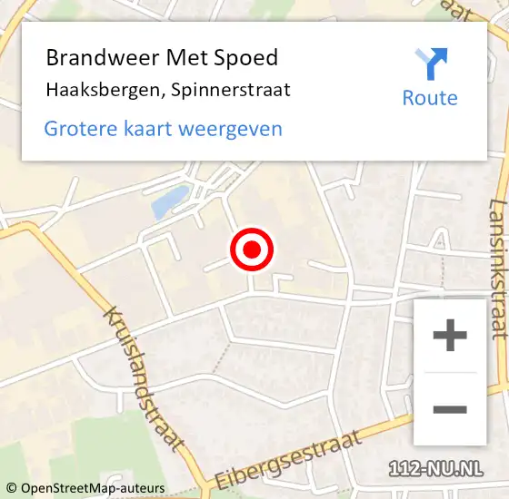 Locatie op kaart van de 112 melding: Brandweer Met Spoed Naar Haaksbergen, Spinnerstraat op 12 maart 2023 08:00