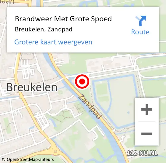 Locatie op kaart van de 112 melding: Brandweer Met Grote Spoed Naar Breukelen, Zandpad op 12 maart 2023 08:57