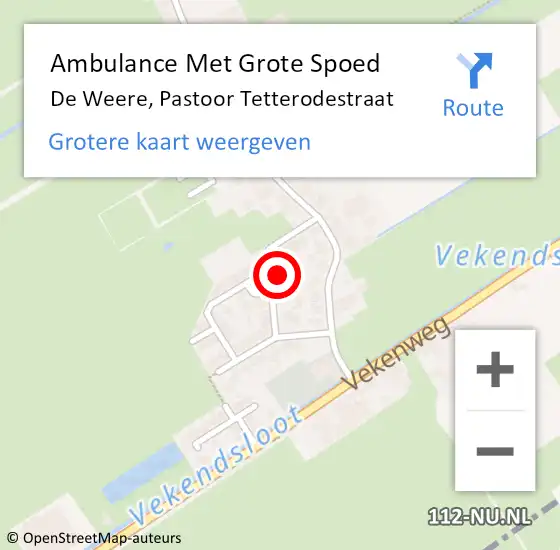Locatie op kaart van de 112 melding: Ambulance Met Grote Spoed Naar De Weere, Pastoor Tetterodestraat op 12 maart 2023 09:36