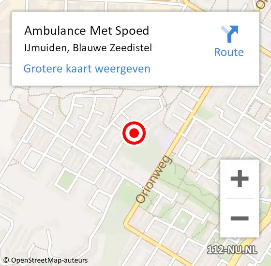 Locatie op kaart van de 112 melding: Ambulance Met Spoed Naar IJmuiden, Blauwe Zeedistel op 12 maart 2023 09:53