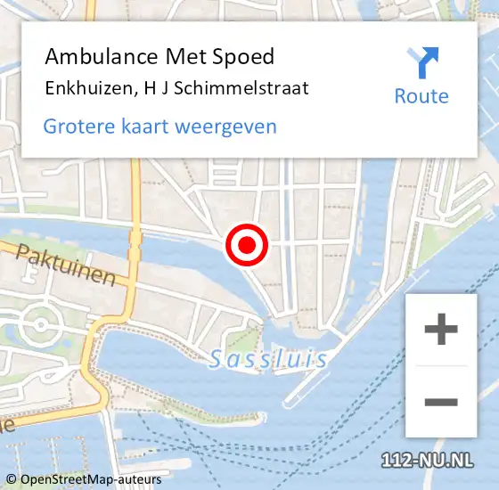 Locatie op kaart van de 112 melding: Ambulance Met Spoed Naar Enkhuizen, H J Schimmelstraat op 12 maart 2023 09:53