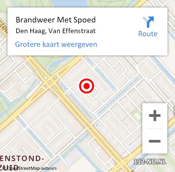 Locatie op kaart van de 112 melding: Brandweer Met Spoed Naar Den Haag, Van Effenstraat op 12 maart 2023 10:38