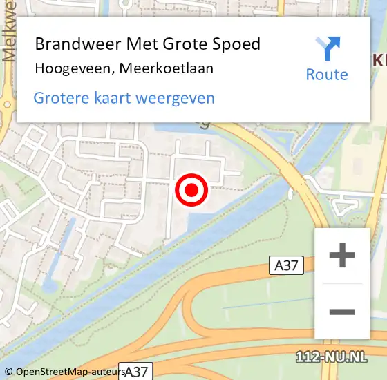 Locatie op kaart van de 112 melding: Brandweer Met Grote Spoed Naar Hoogeveen, Meerkoetlaan op 12 maart 2023 10:41