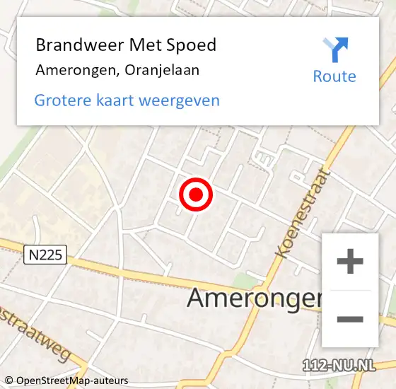 Locatie op kaart van de 112 melding: Brandweer Met Spoed Naar Amerongen, Oranjelaan op 12 maart 2023 10:43