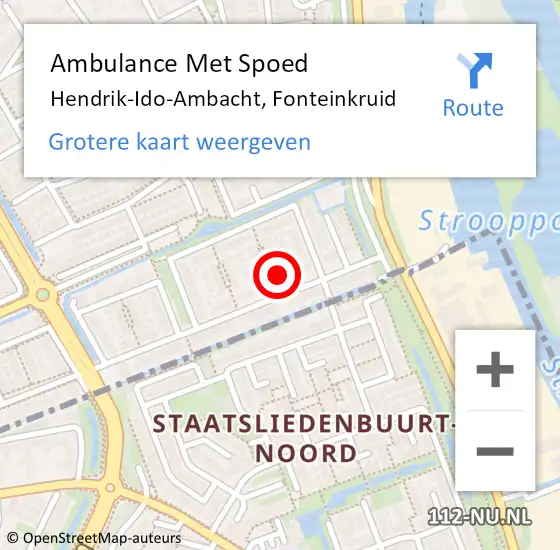 Locatie op kaart van de 112 melding: Ambulance Met Spoed Naar Hendrik-Ido-Ambacht, Fonteinkruid op 12 maart 2023 10:46