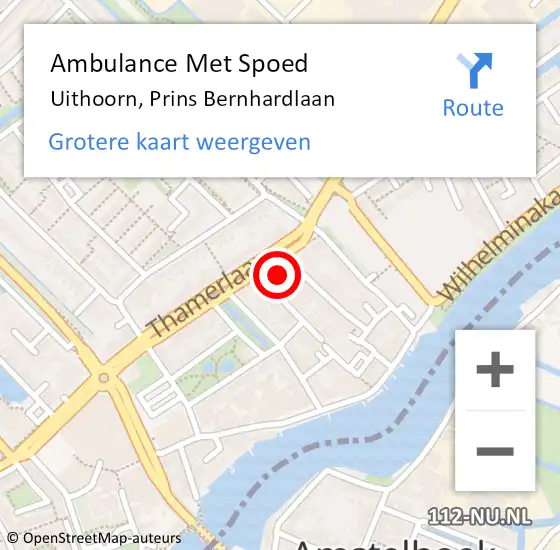 Locatie op kaart van de 112 melding: Ambulance Met Spoed Naar Uithoorn, Prins Bernhardlaan op 12 maart 2023 10:49