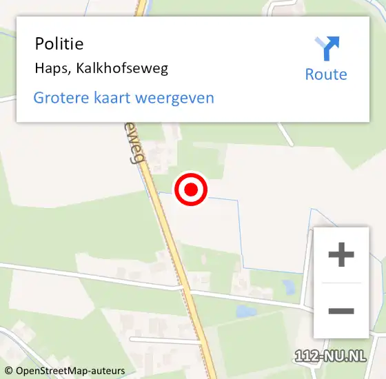 Locatie op kaart van de 112 melding: Politie Haps, Kalkhofseweg op 12 maart 2023 10:51