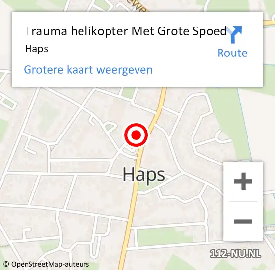 Locatie op kaart van de 112 melding: Trauma helikopter Met Grote Spoed Naar Haps op 12 maart 2023 10:55