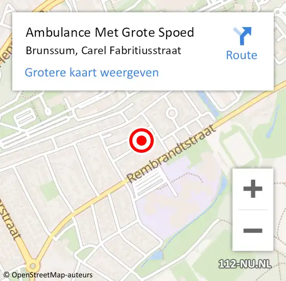 Locatie op kaart van de 112 melding: Ambulance Met Grote Spoed Naar Brunssum, Carel Fabritiusstraat op 11 oktober 2013 21:25