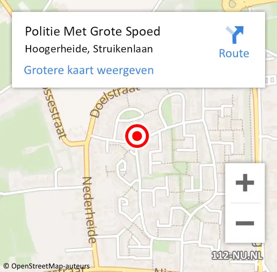 Locatie op kaart van de 112 melding: Politie Met Grote Spoed Naar Hoogerheide, Struikenlaan op 12 maart 2023 12:05