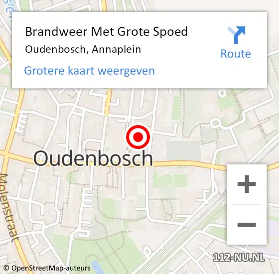 Locatie op kaart van de 112 melding: Brandweer Met Grote Spoed Naar Oudenbosch, Annaplein op 18 augustus 2014 16:53