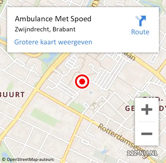 Locatie op kaart van de 112 melding: Ambulance Met Spoed Naar Zwijndrecht, Brabant op 12 maart 2023 13:34